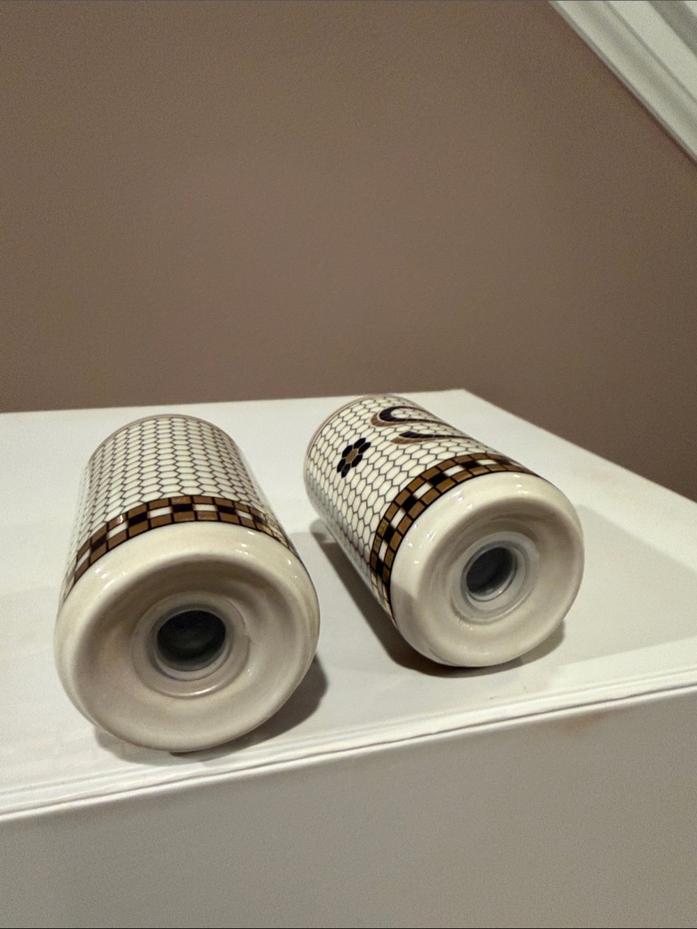 Anthropologie Bistro Tile Salt & Pepper Shakers with Bon Appétit Tray - Picture 5 of 8